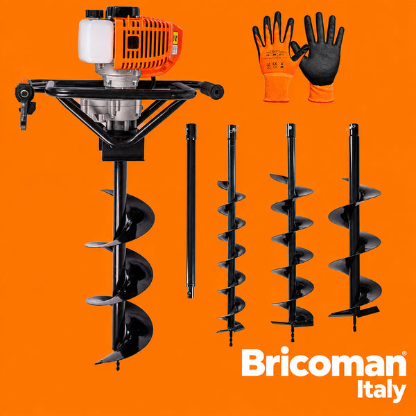 Trivella a scoppio 52cc 2 tempi con 3 punte da 100 l-150-200 mm con prolunga in omaggio