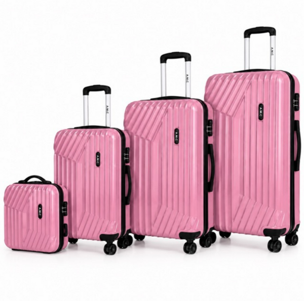 Set 4 Valigie da Viaggio Rigide + Beauty Case Trolley 4 Ruote 360 con Chiusura