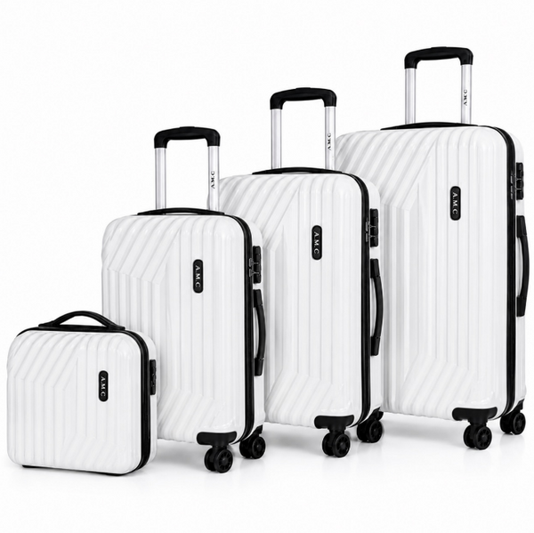 Set 4 Valigie da Viaggio Rigide + Beauty Case Trolley 4 Ruote 360 con Chiusura