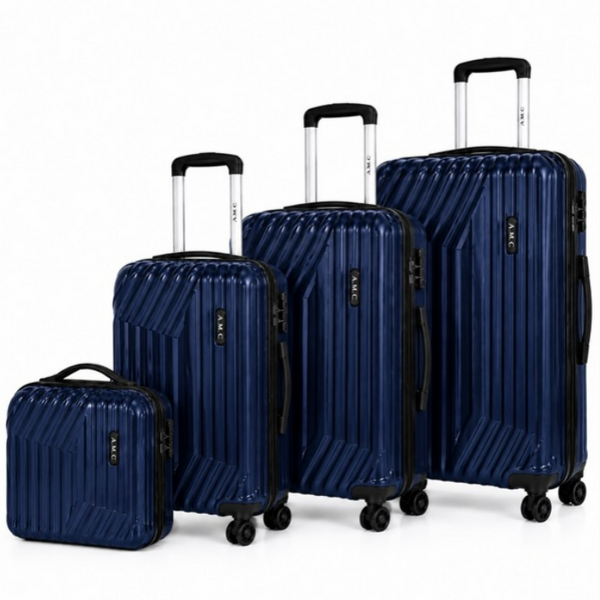 Set 4 Valigie da Viaggio Rigide + Beauty Case Trolley 4 Ruote 360 con Chiusura