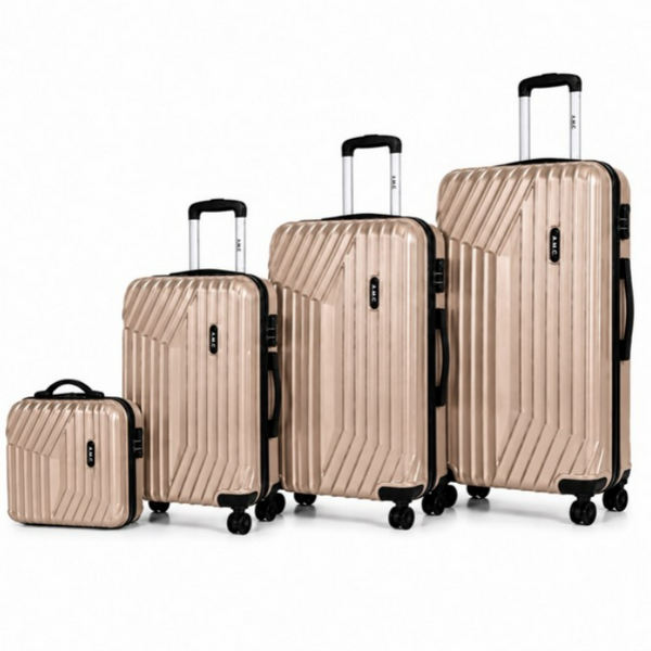 Set 4 Valigie da Viaggio Rigide + Beauty Case Trolley 4 Ruote 360 con Chiusura