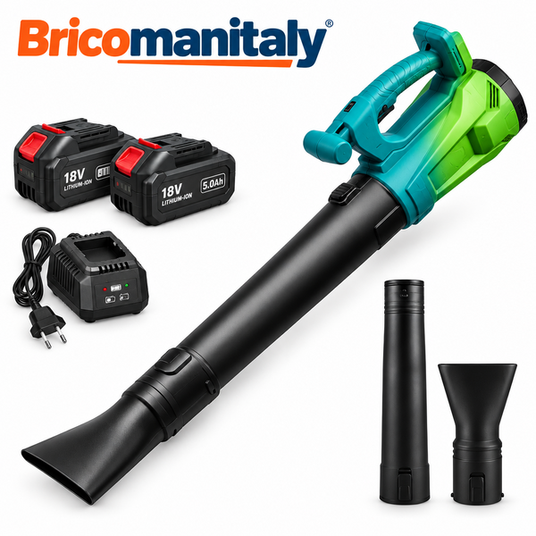 Soffiatore Professionale a Batteria per Foglie con 2 Batterie e 6 Velocita'